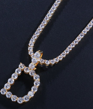 Initial Letters Copper Charms Iced Out Crystal Letters With Gold Chain Necklace