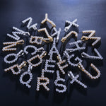 Initial Letters Copper Charms Iced Out Crystal Letters With Gold Chain Necklace